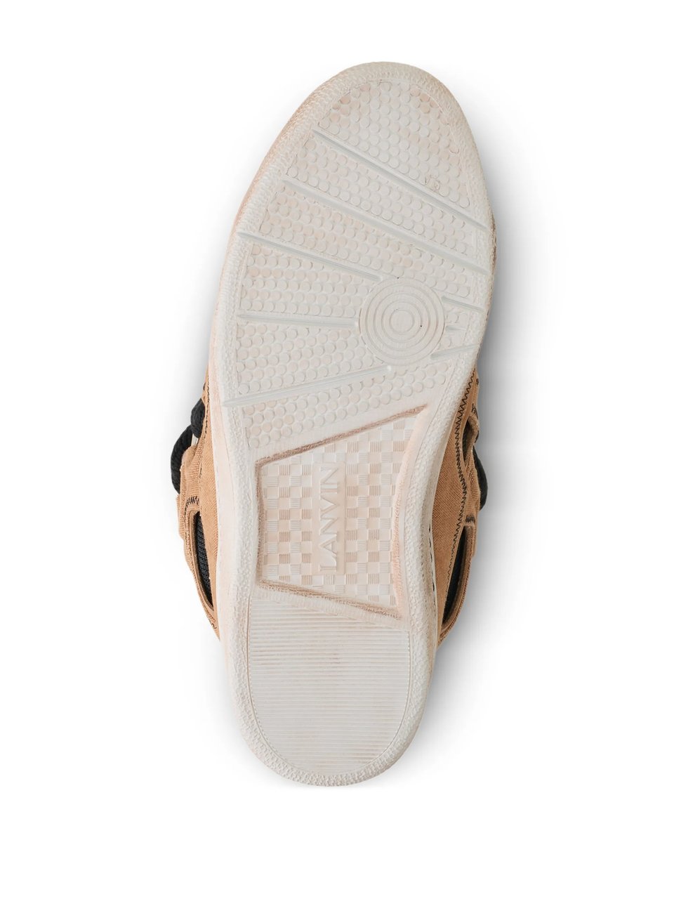 Lanvin Brown Curb Sneakers Suede Mesh Sneakers Neutraal