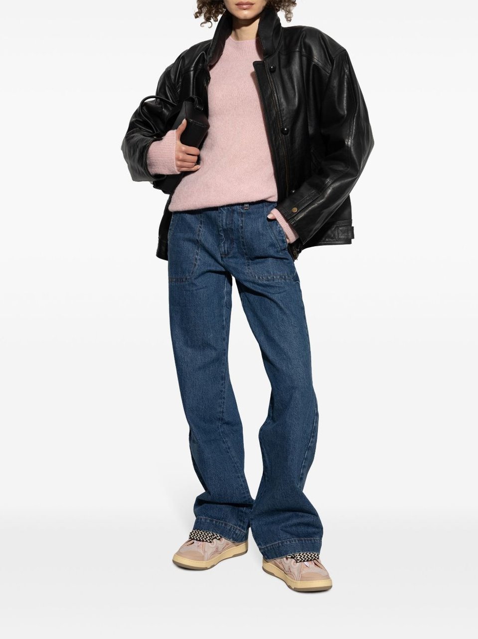 Lanvin Panelled Pink Sneakers with Bold Contrast Laces Neutraal