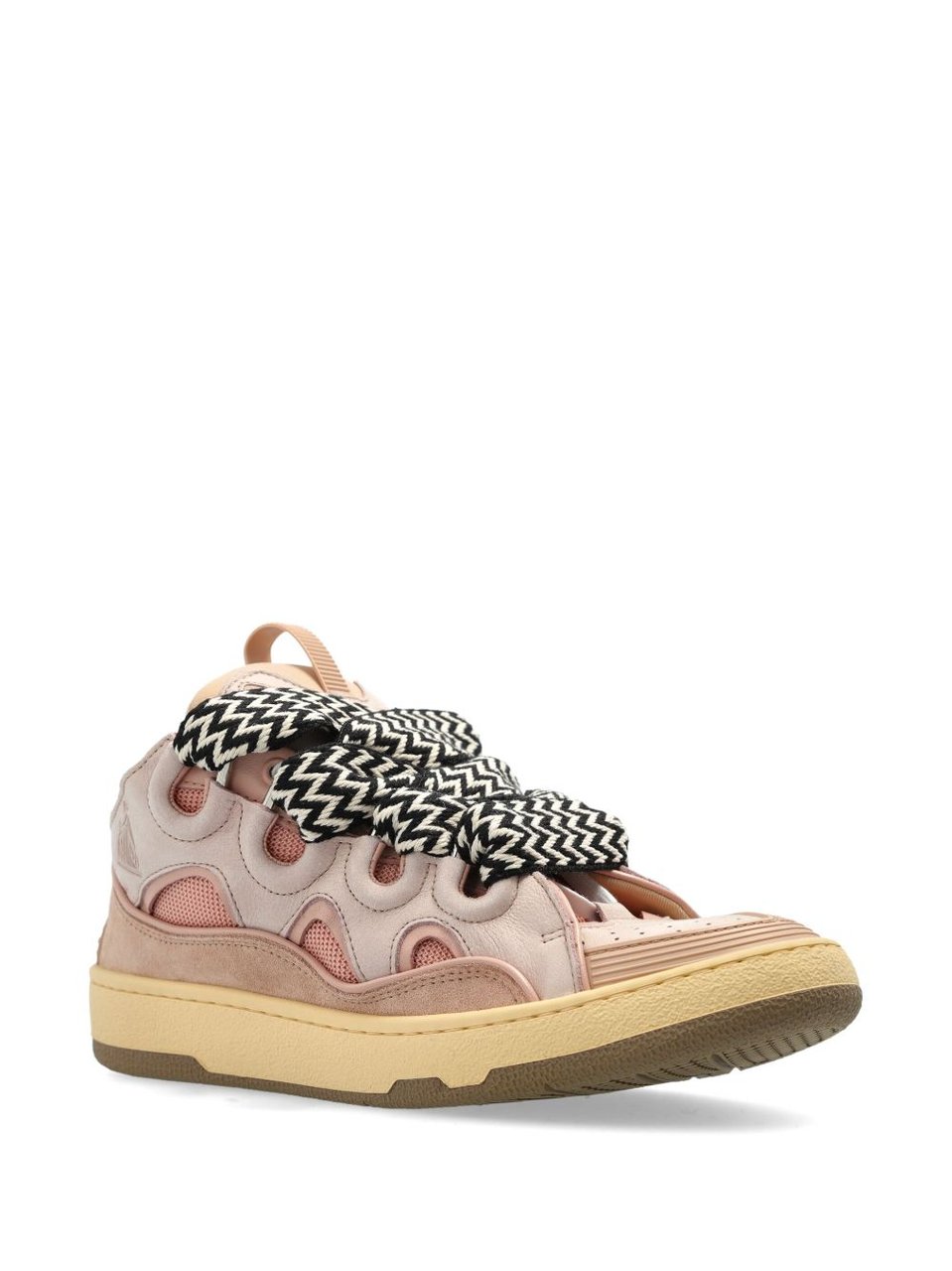 Lanvin Panelled Pink Sneakers with Bold Contrast Laces Neutraal