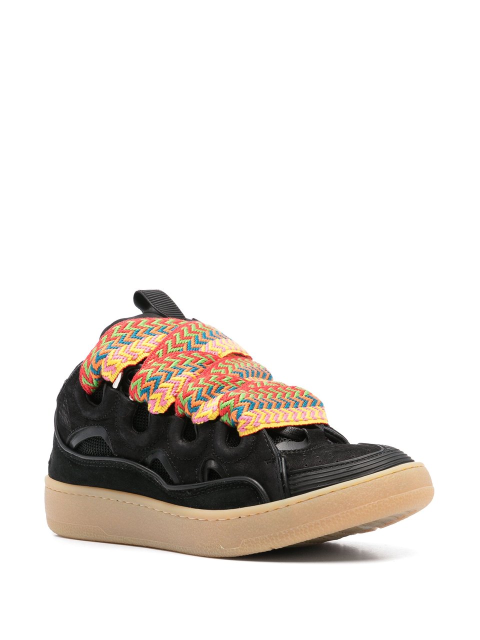 Lanvin Beige Curb Sneakers 90s-Inspired Suede Sneakers Zwart