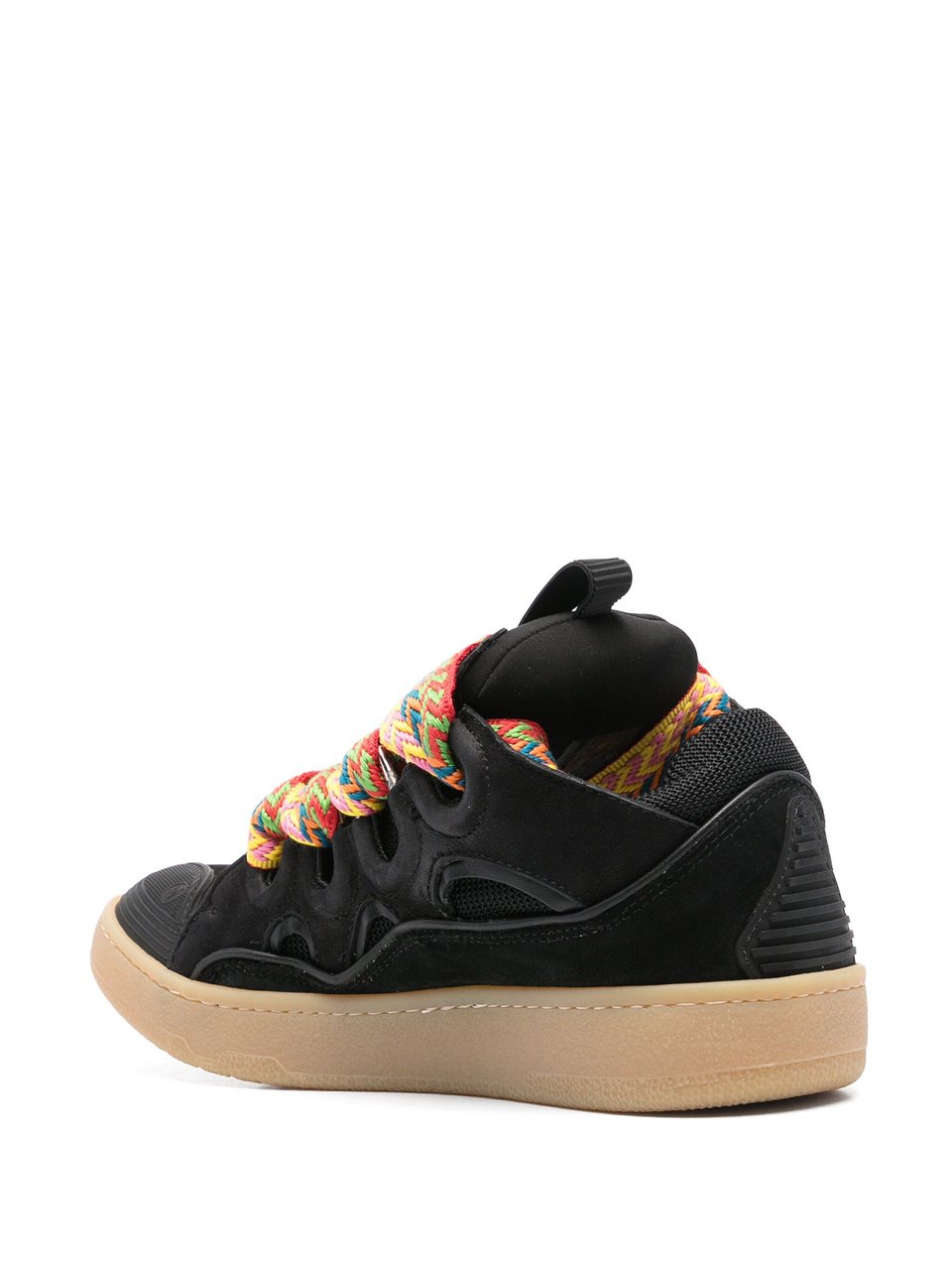 Lanvin Beige Curb Sneakers 90s-Inspired Suede Sneakers Zwart