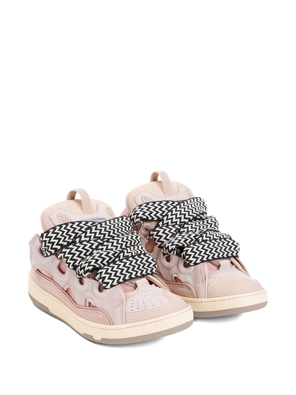 Lanvin White Curb Sneakers Calf Leather Sneakers Roze