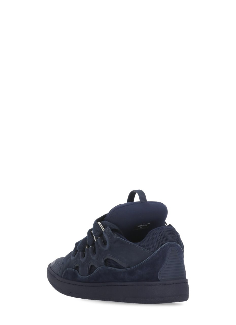 Lanvin Dark Blue Curb Leather Sneakers Zwart