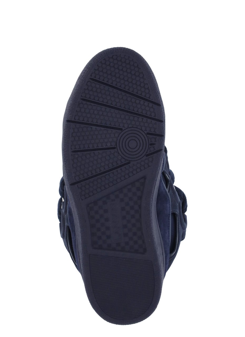 Lanvin Dark Blue Curb Leather Sneakers Zwart