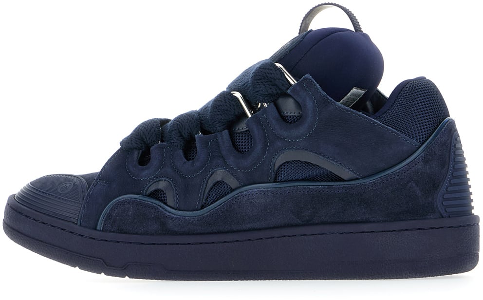 Lanvin Lanvin Midnight blue suede Curb sneakers Blauw