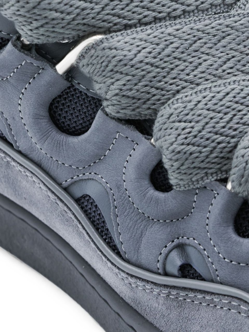 Lanvin Low-Profile Grey Sneakers with Padded Collar Grijs
