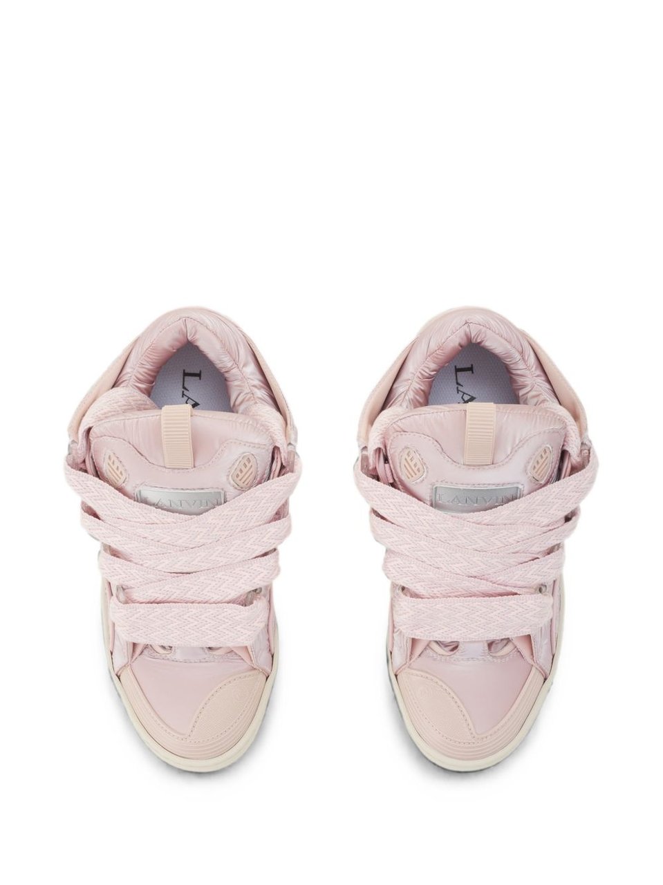 Lanvin Glossy Light Pink Sneakers with Wave Cutouts Grijs