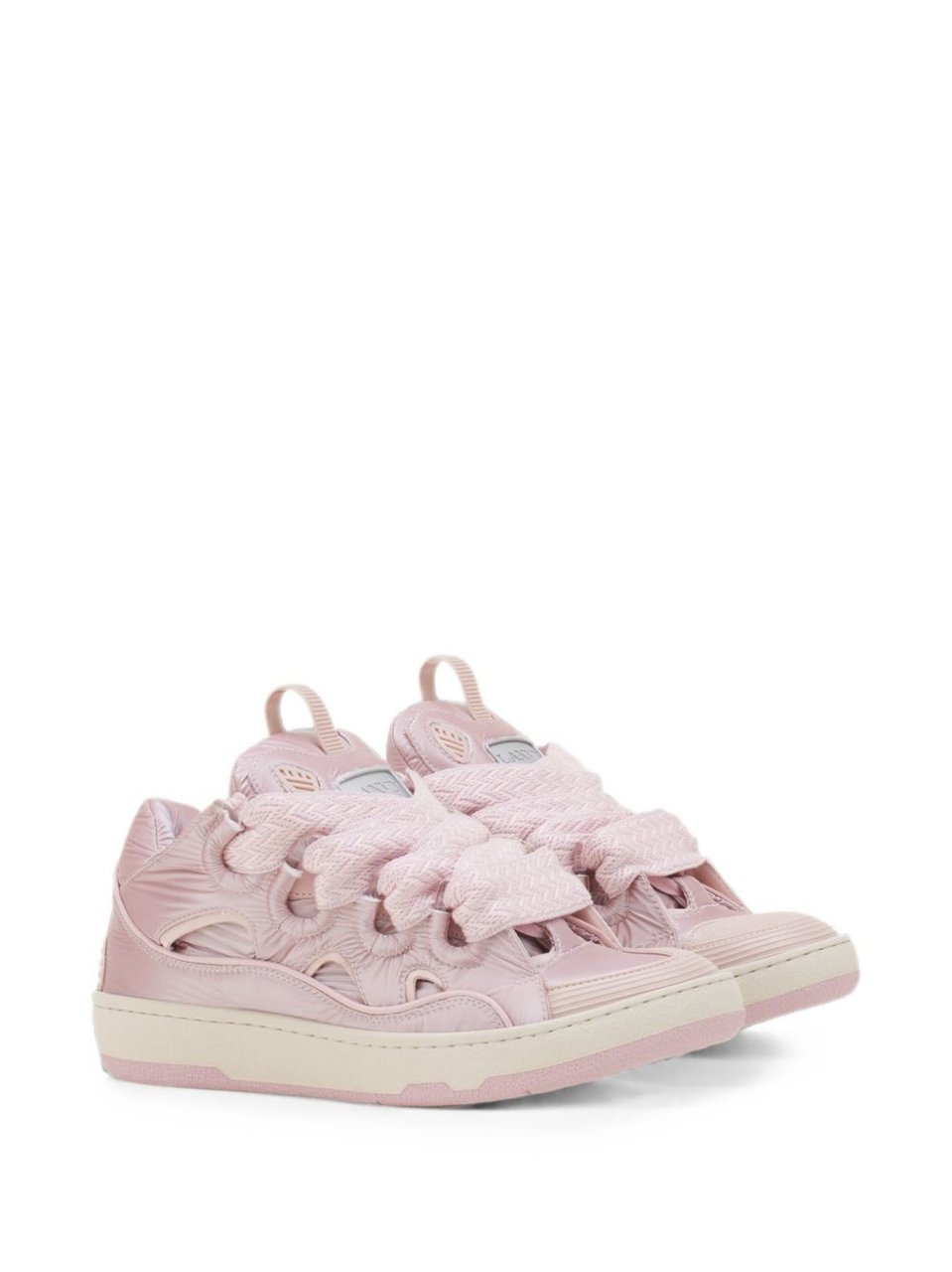 Lanvin Glossy Light Pink Sneakers with Wave Cutouts Grijs