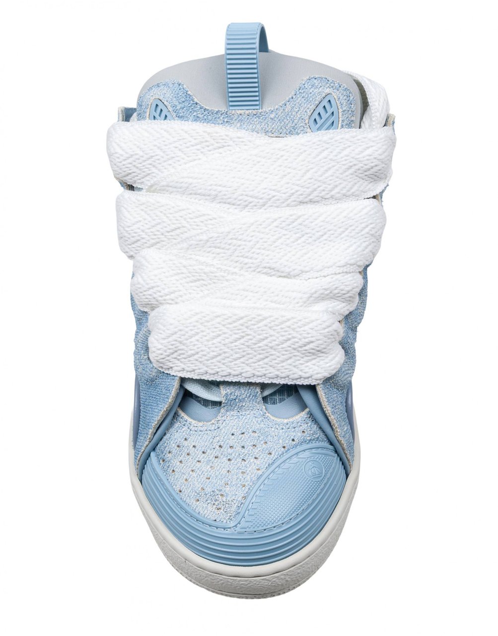 Lanvin Lanvin curb sneakers in leather and mesh color denim blue Blauw