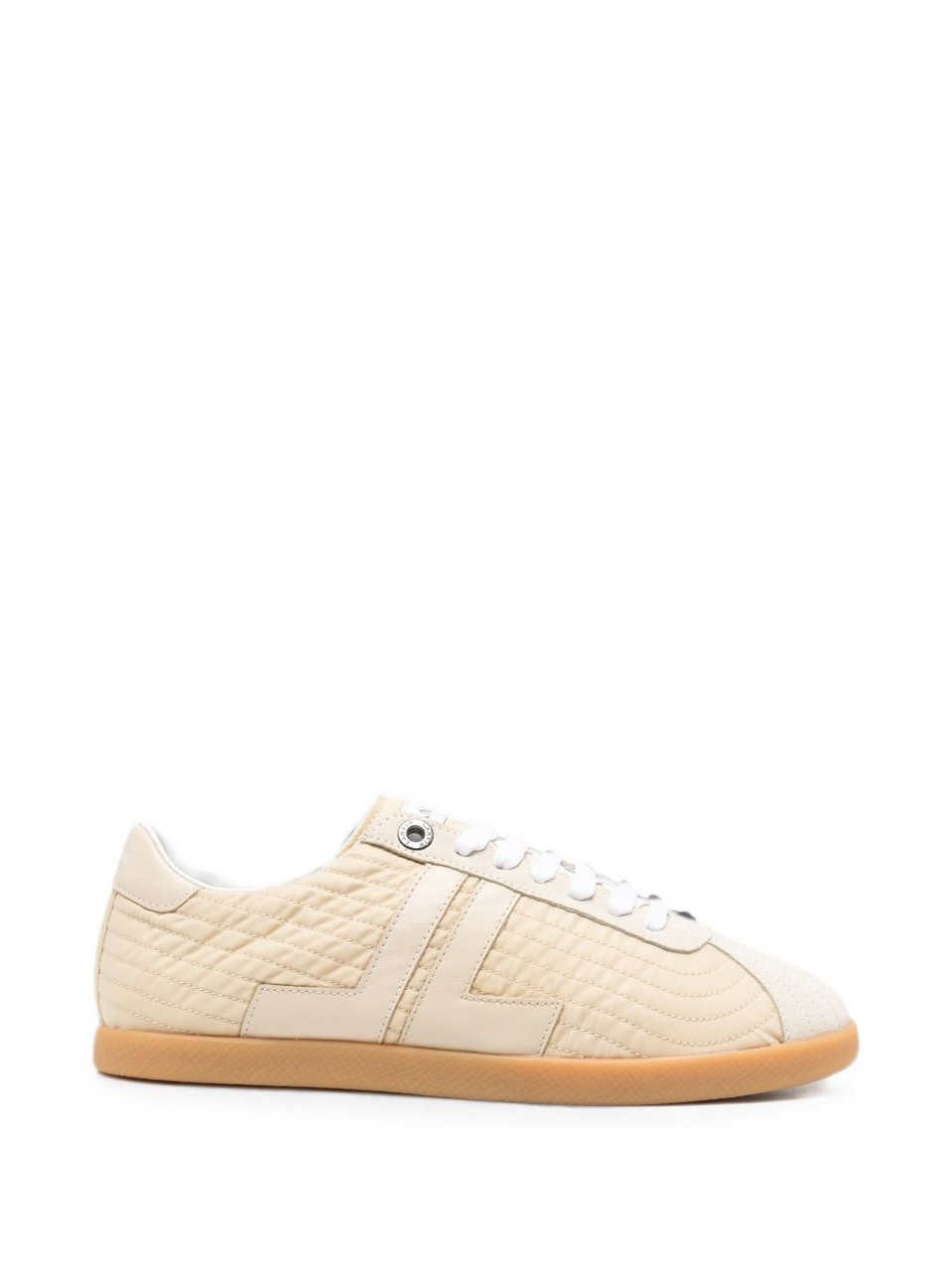 Lanvin Ecru Beige Quilted Sneakers with Logo Detail Neutraal