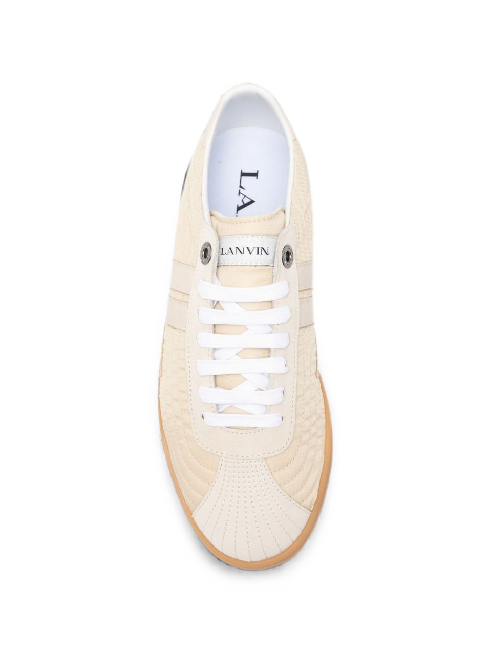 Lanvin Ecru Beige Quilted Sneakers with Logo Detail Neutraal