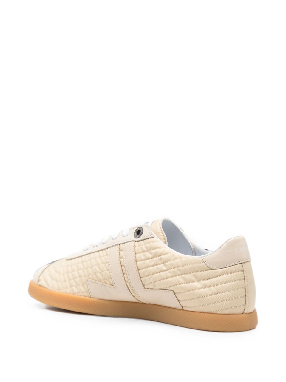 Lanvin Ecru Beige Quilted Sneakers with Logo Detail Neutraal