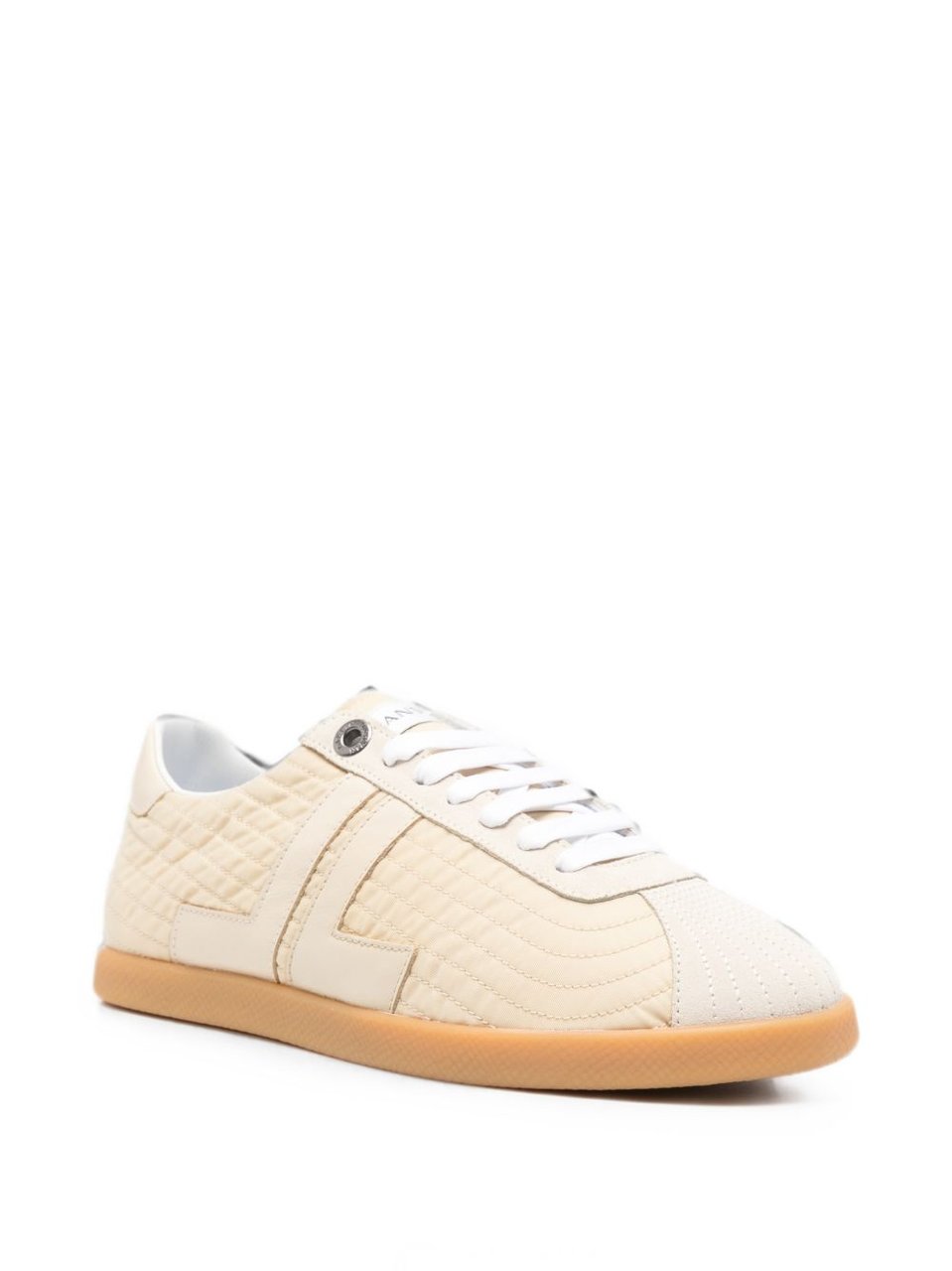 Lanvin Ecru Beige Quilted Sneakers with Logo Detail Neutraal