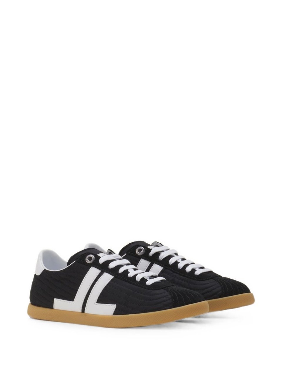 Lanvin Black Quilted Side Stripe Sneakers Zwart