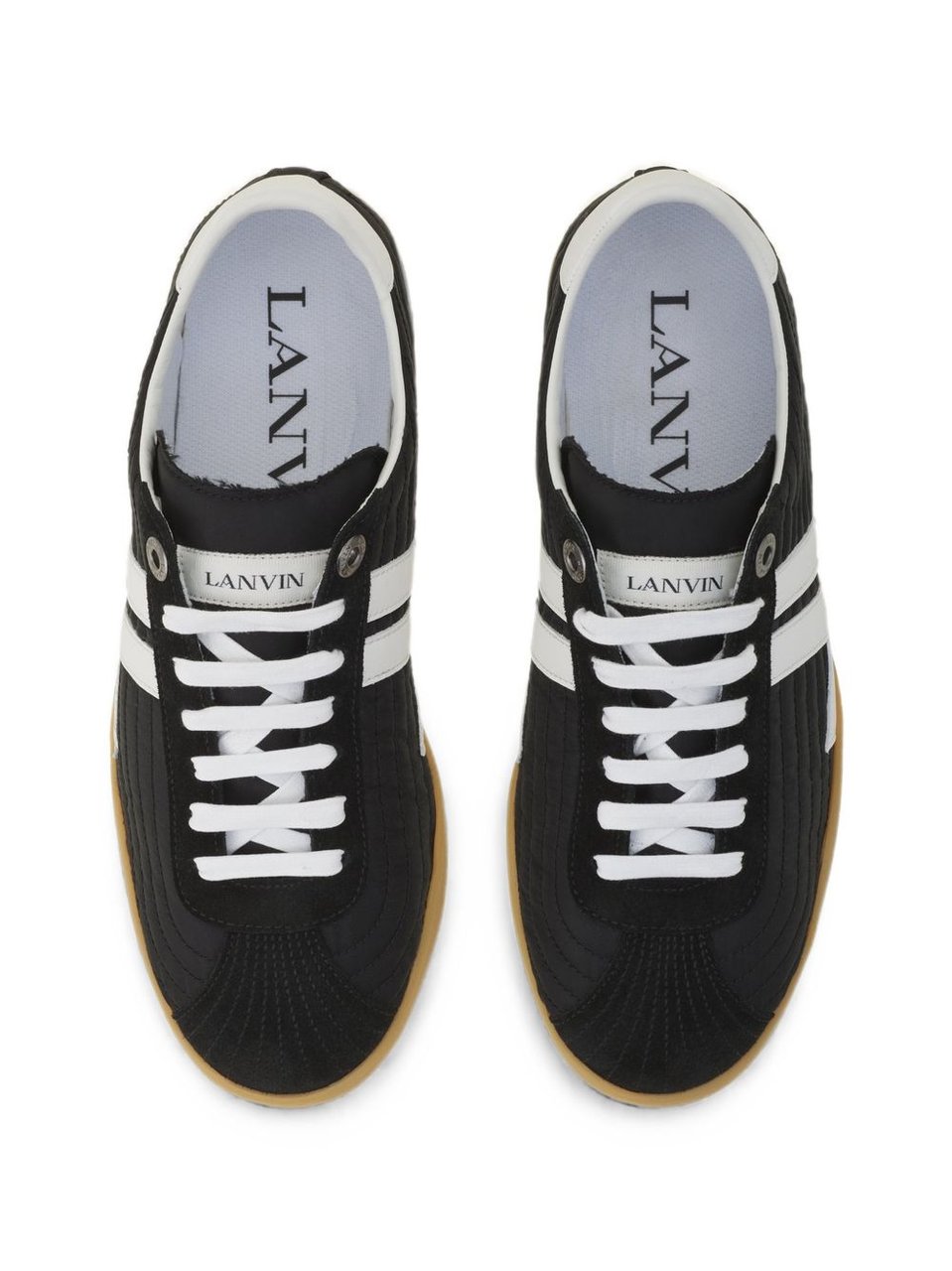 Lanvin Black Quilted Side Stripe Sneakers Zwart