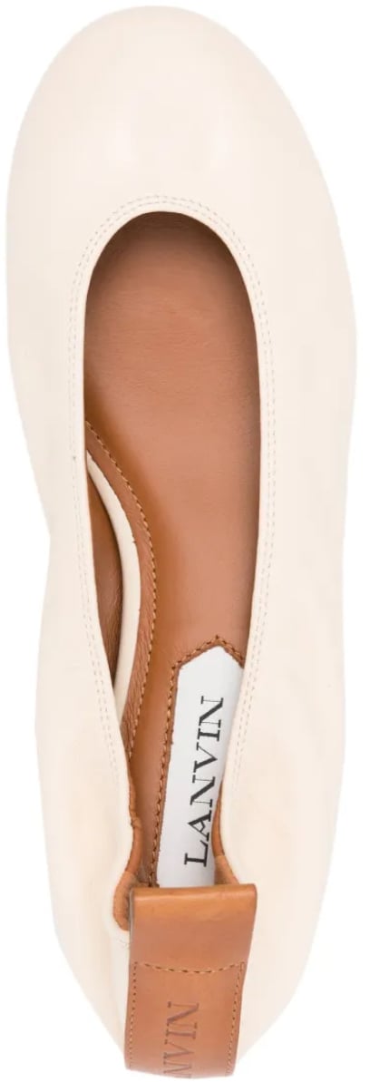 Lanvin The Nappa Leather Logo Ballerina Flat Beige