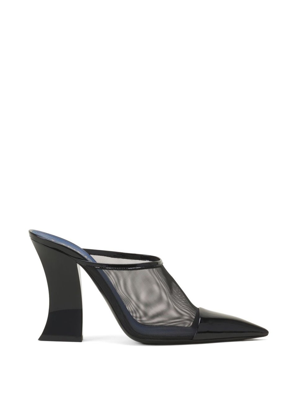 Lanvin Black Pointed Toe Mesh Geometric Sandals Zwart