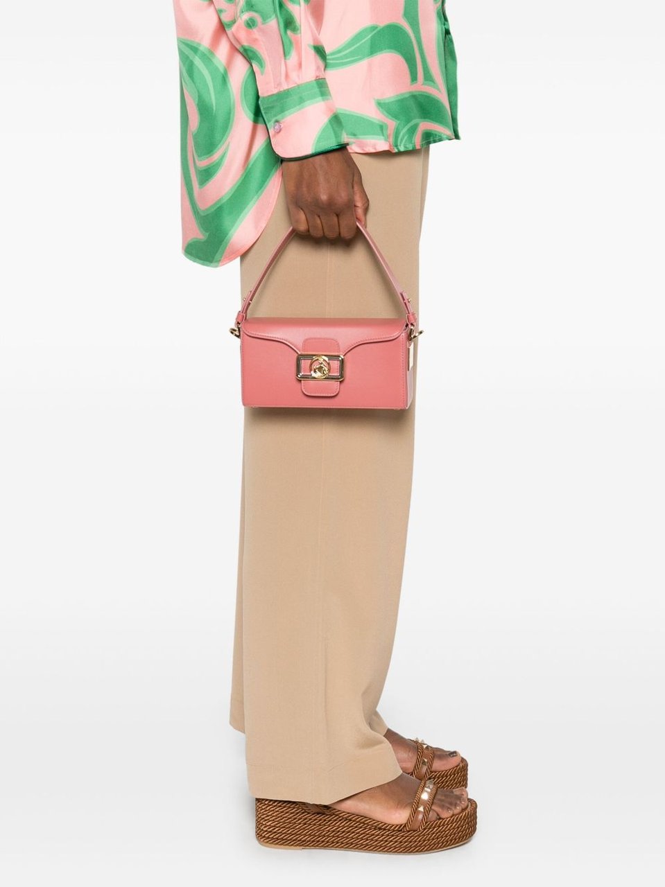 Lanvin Ruby Pink Foldover Top Bag Neutraal