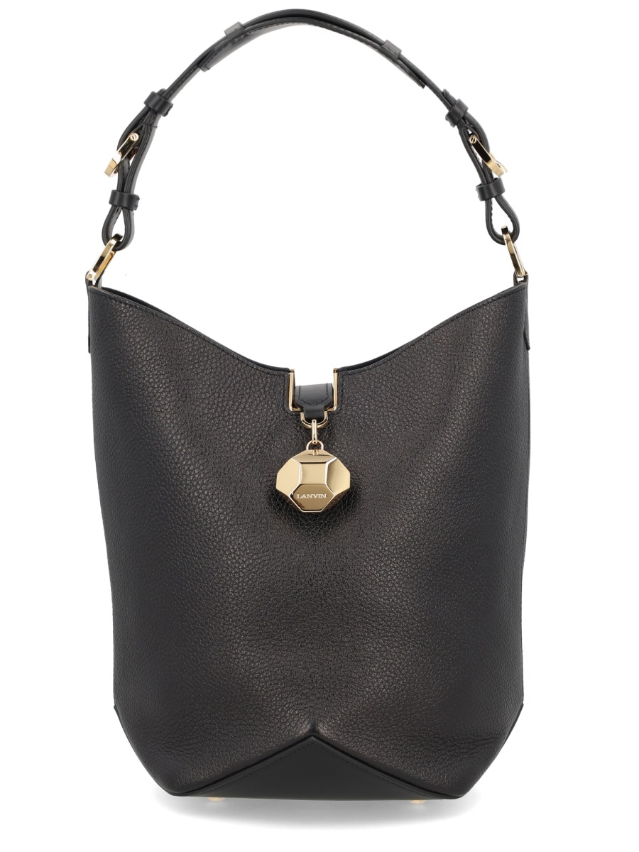 Lanvin Catch Textured Calf Leather Bucket Bag Zwart