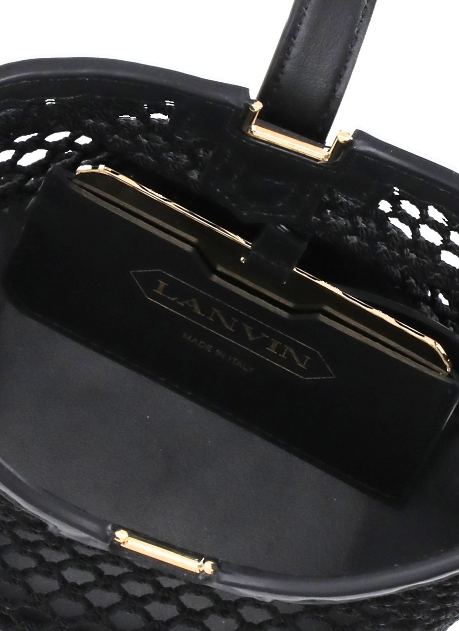 Lanvin Intricate Cut-Out Leather Bucket Bag Zwart
