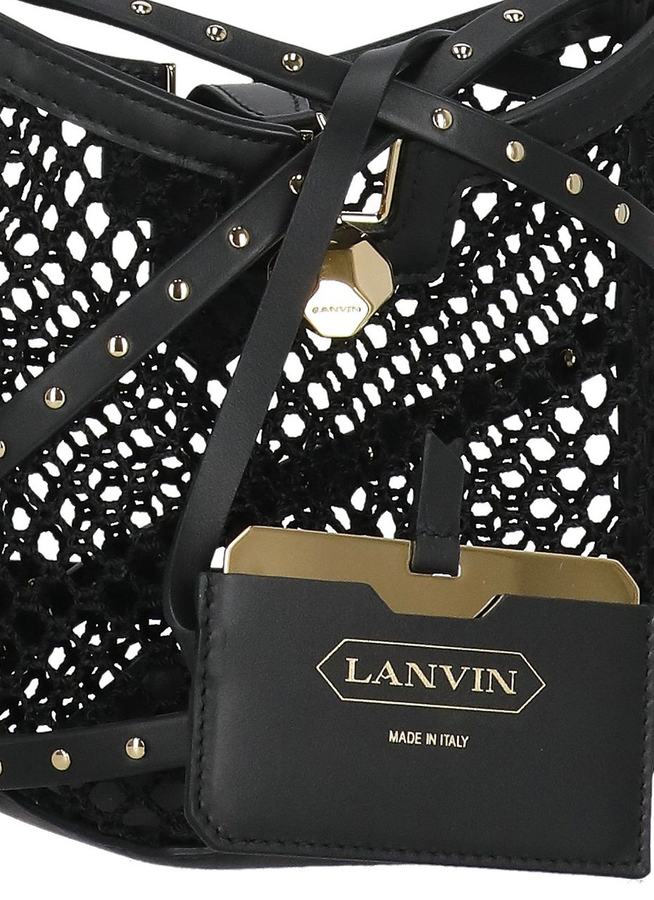 Lanvin Intricate Cut-Out Leather Bucket Bag Zwart