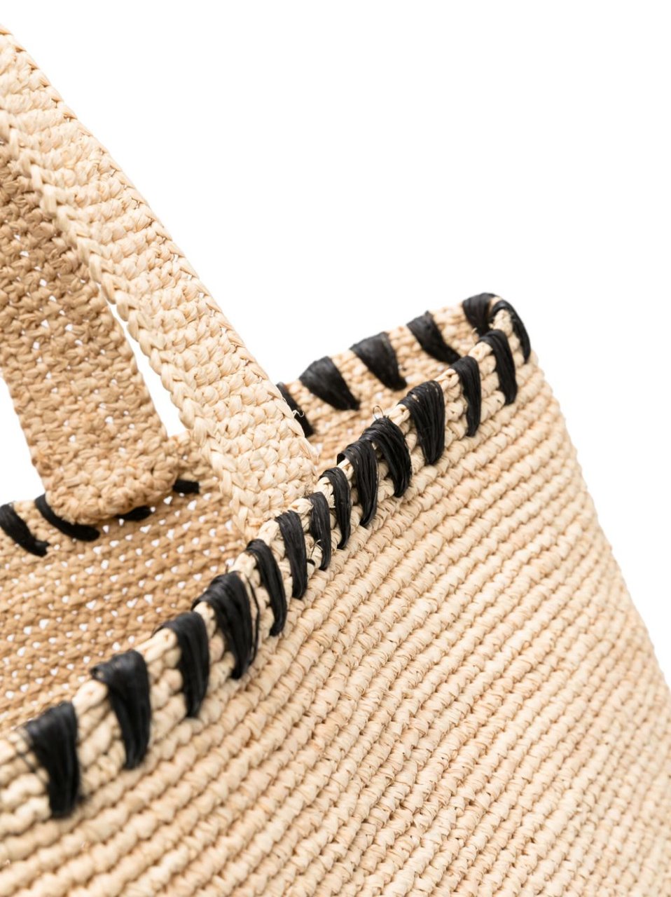 Lanvin Embroidered Raffia Tote Bag Neutraal