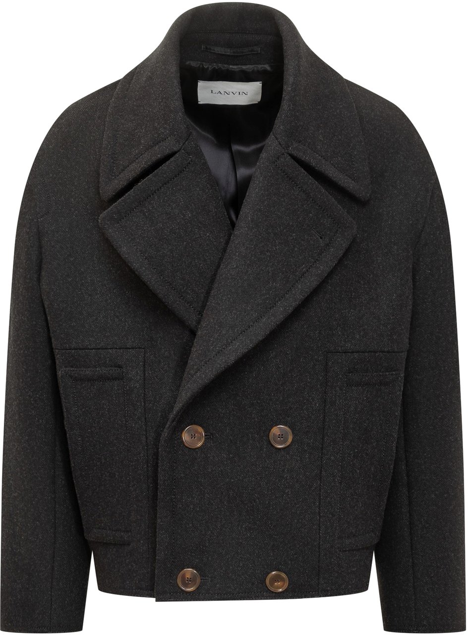 Lanvin Lanvin Short Peacoat in Lana Zwart