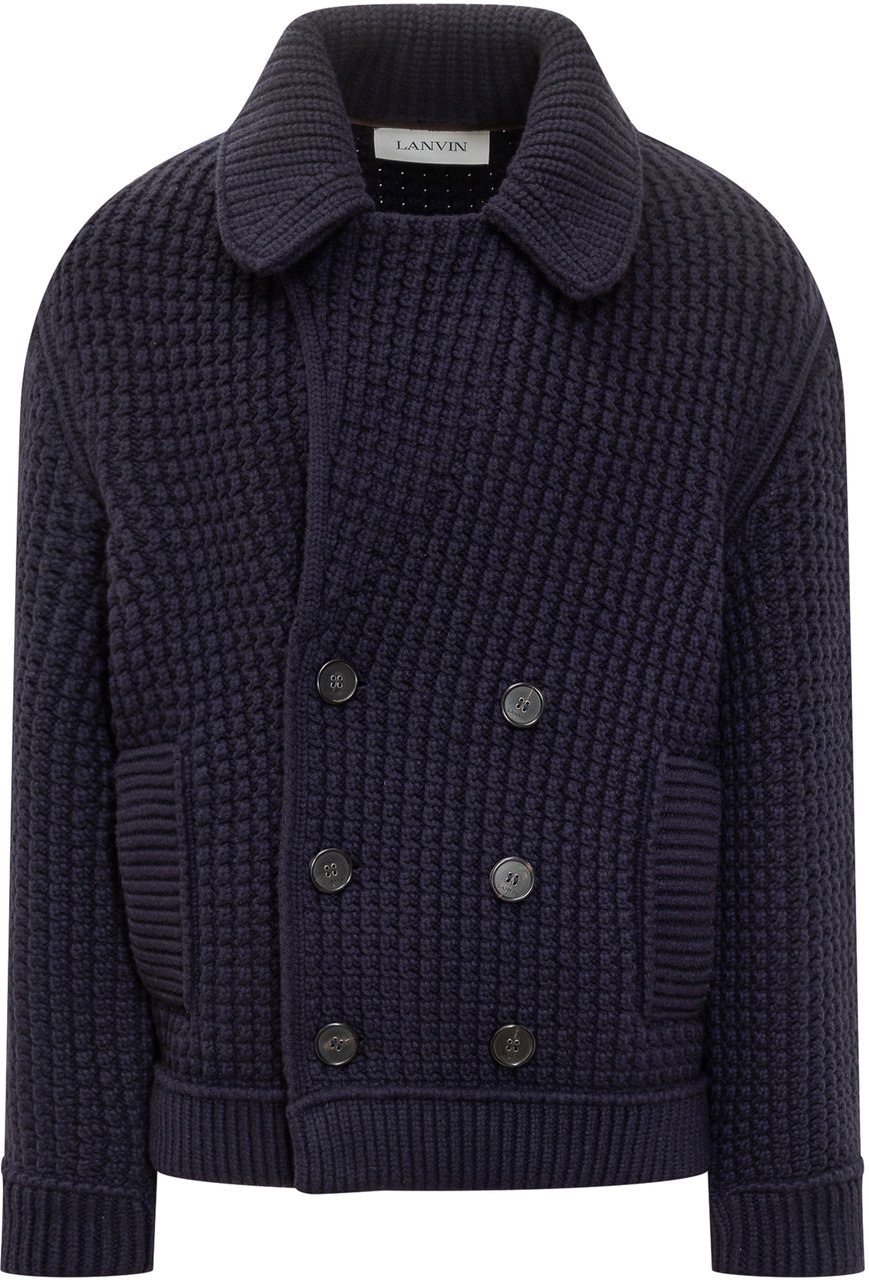 Lanvin Lanvin Knit Peacoat in Lana Blauw