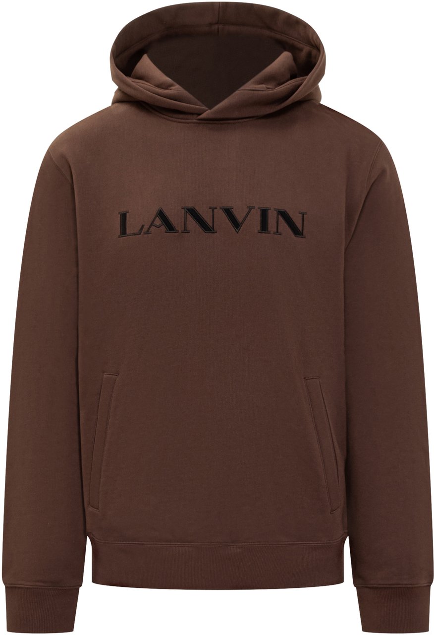 Lanvin Lanvin Felpa con Cappuccio Marrone e Logo Ricamato Bruin