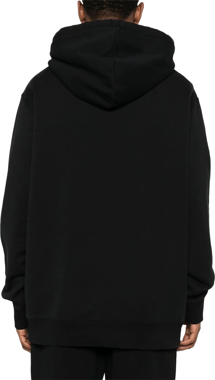 Lanvin Black Patch Relaxed Fit Cotton Hoodie Zwart