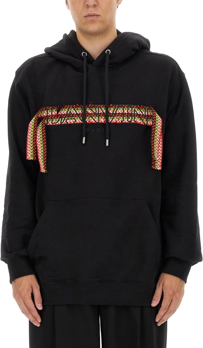 Lanvin Black Cotton Sweatshirt With Iconic Logo Design Zwart