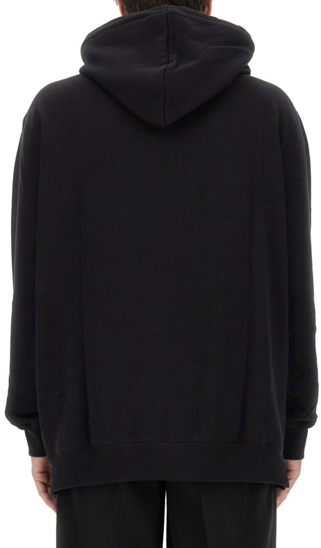 Lanvin Black Cotton Sweatshirt With Iconic Logo Design Zwart