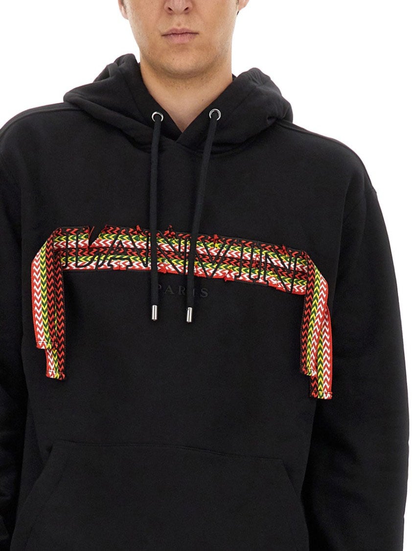 Lanvin Black Cotton Sweatshirt With Iconic Logo Design Zwart