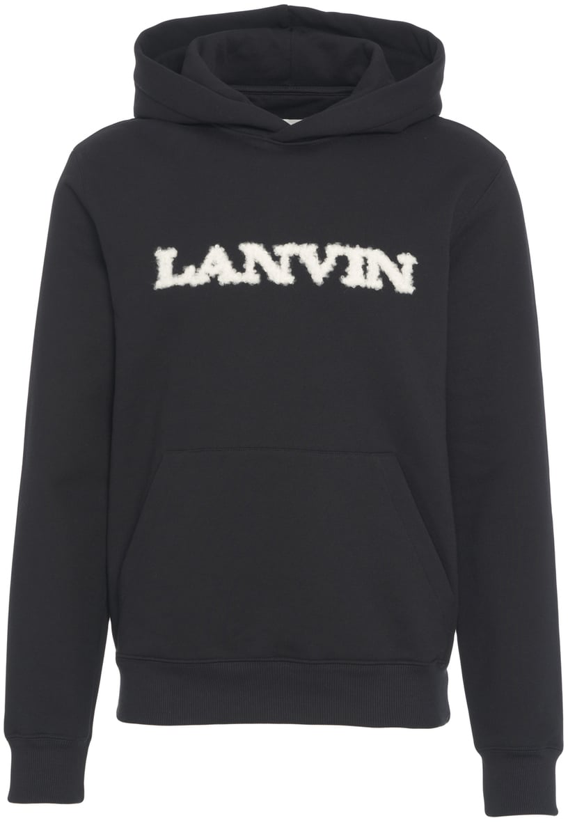 Lanvin Felpa con cappuccio e logo Zwart