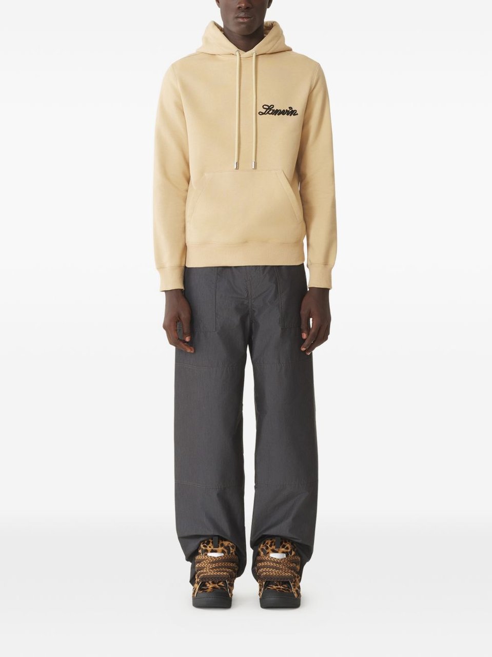 Lanvin Beige Relaxed-Fit Hoodie with Adjustable Drawstring Neutraal