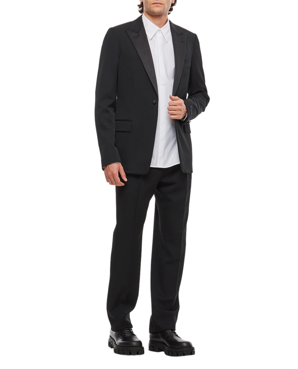 Lanvin Sleek Black Wool Tuxedo Jacket with Flap Pockets Zwart