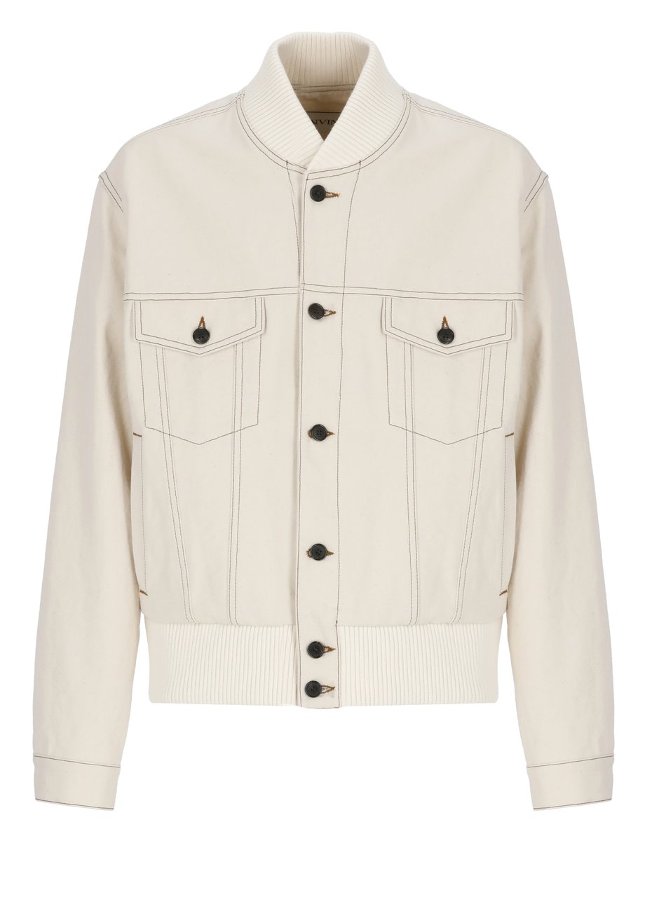 Lanvin Ivory Cotton Flap-Pocket Jacket Neutraal