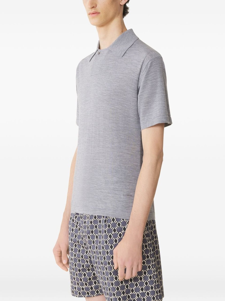 Lanvin Grey Short Sleeve Polo Shirt with Button Detail Grijs