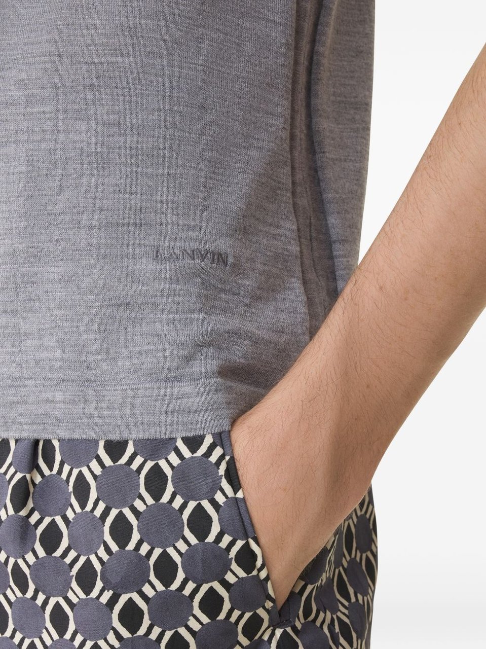 Lanvin Grey Short Sleeve Polo Shirt with Button Detail Grijs