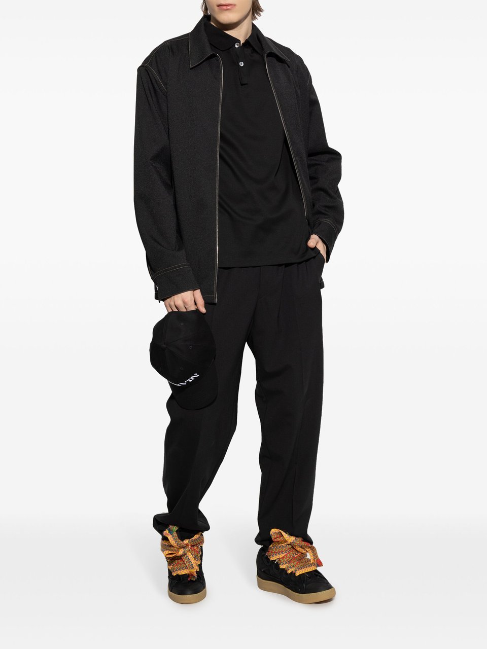 Lanvin Black Polo Classique Tailored Cotton Polo Zwart