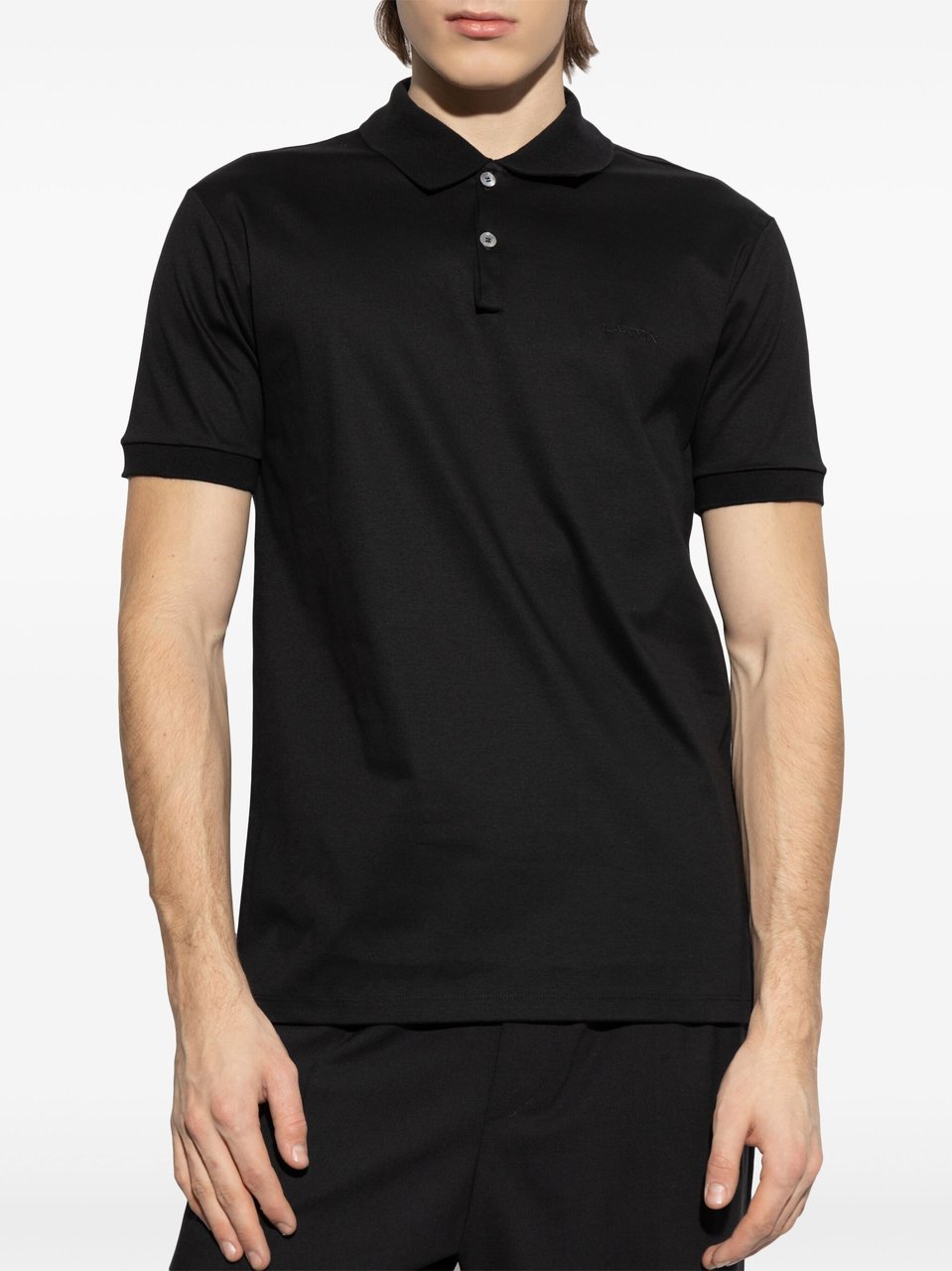 Lanvin Black Polo Classique Tailored Cotton Polo Zwart