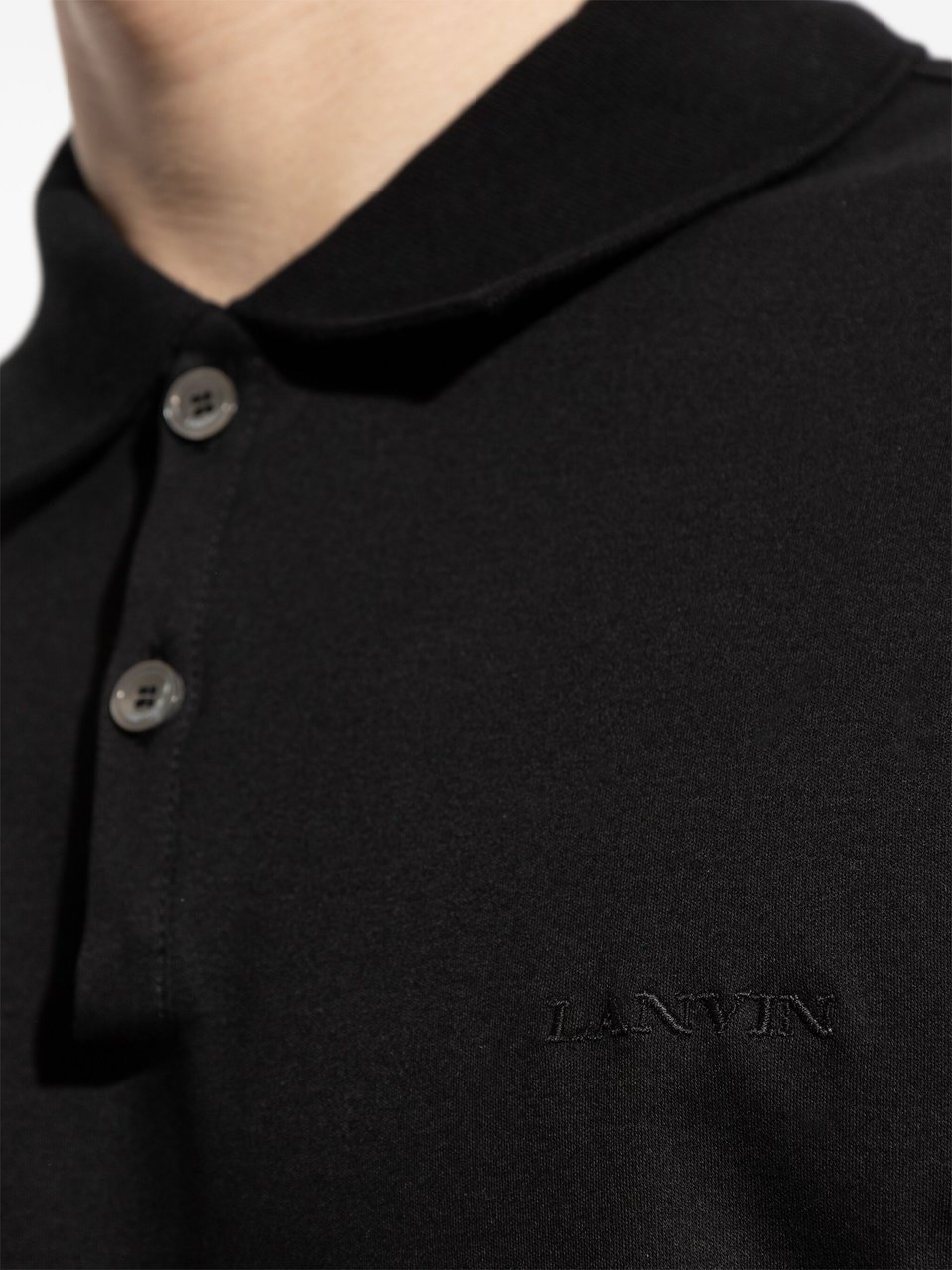 Lanvin Black Polo Classique Tailored Cotton Polo Zwart