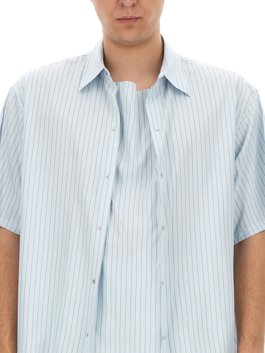 Lanvin Relaxed Fit Striped Shirt With Classic Collar Blauw