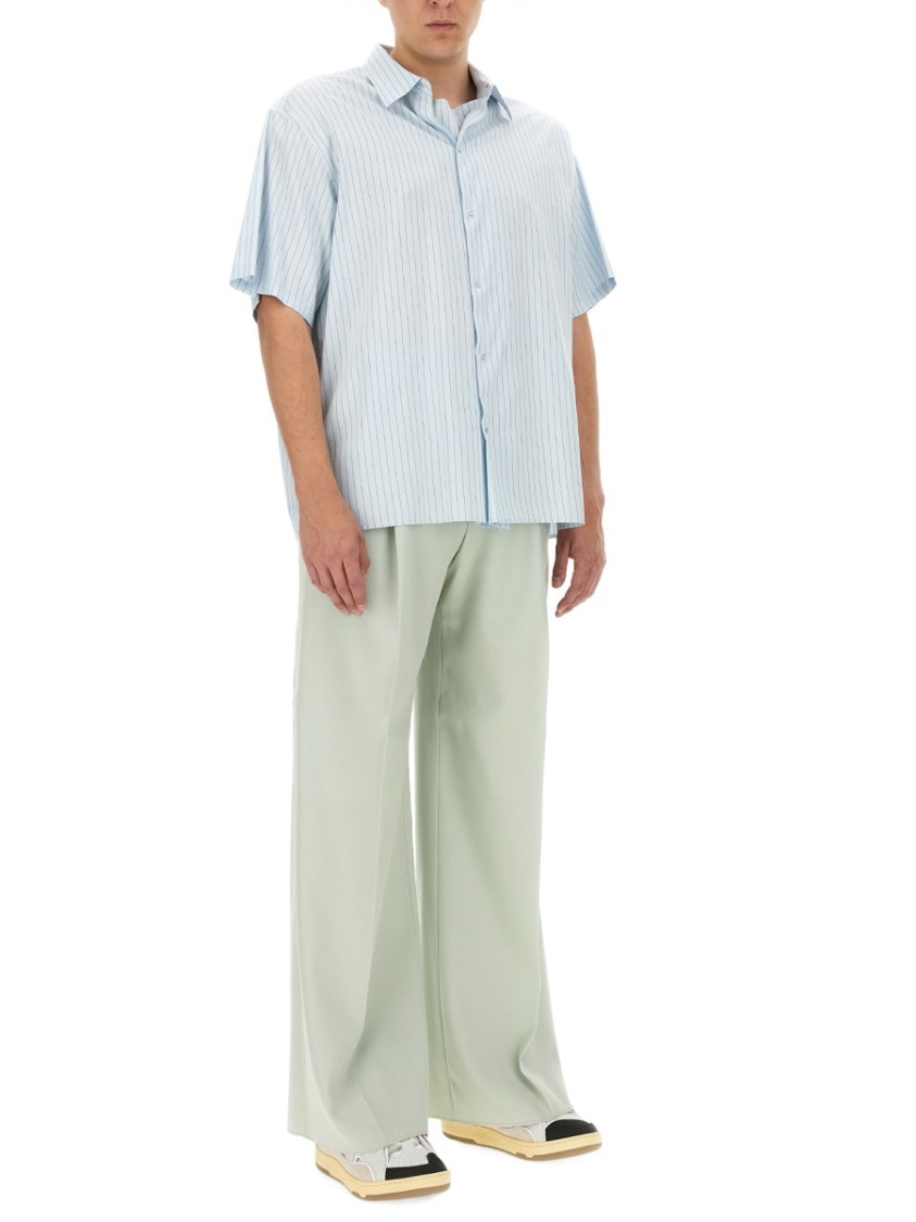 Lanvin Relaxed Fit Striped Shirt With Classic Collar Blauw