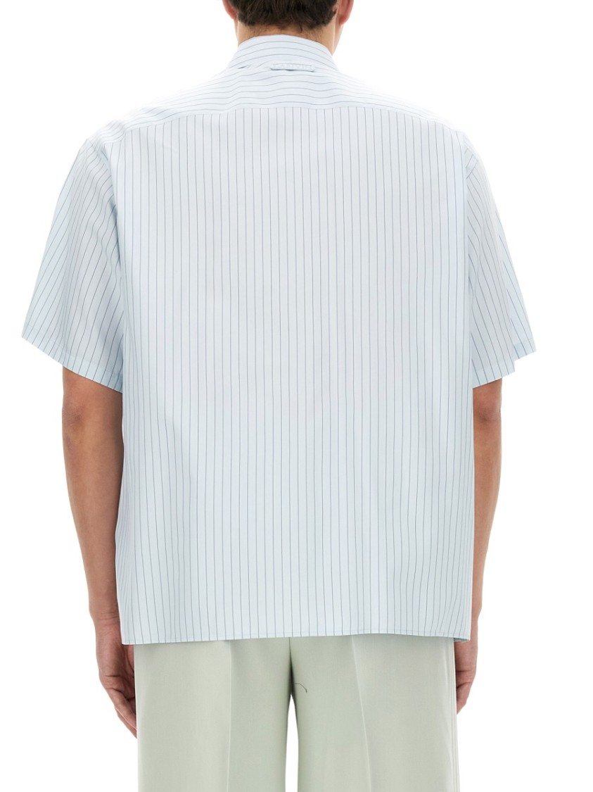 Lanvin Relaxed Fit Striped Shirt With Classic Collar Blauw