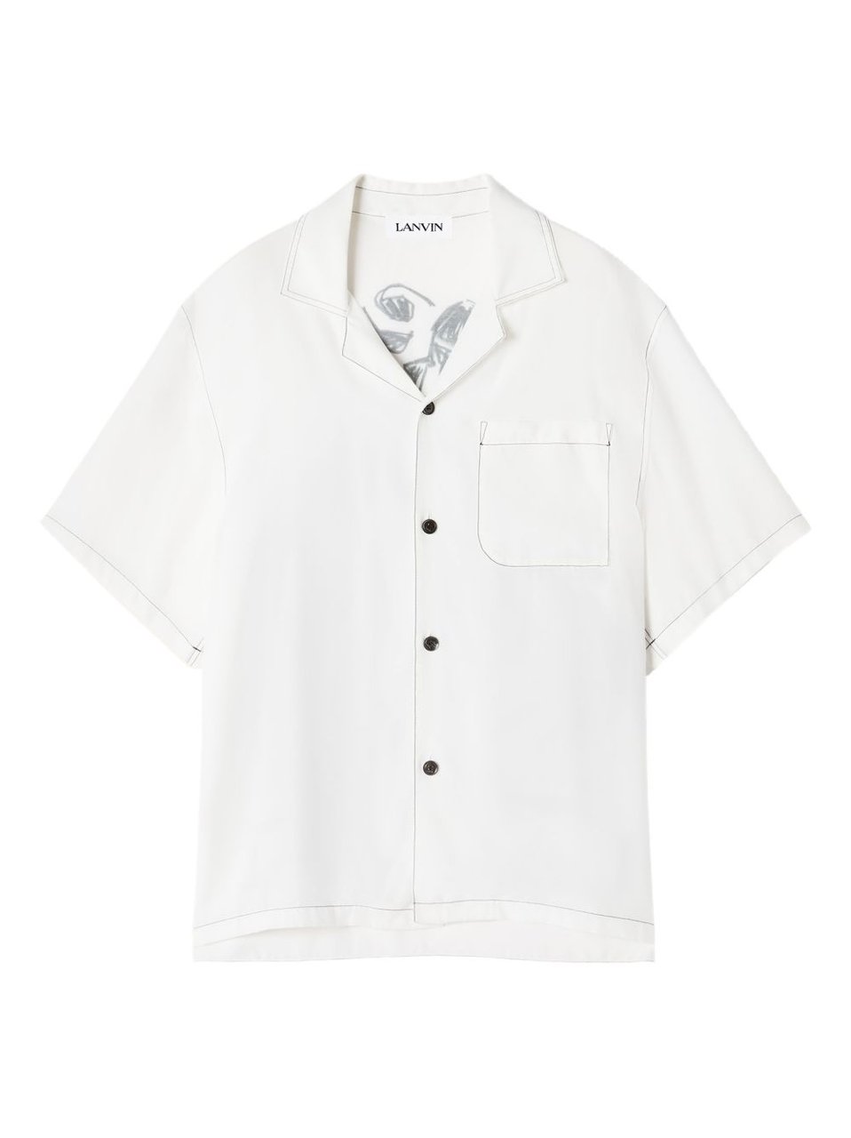 Lanvin White Rayon Rear Print Shirt Wit