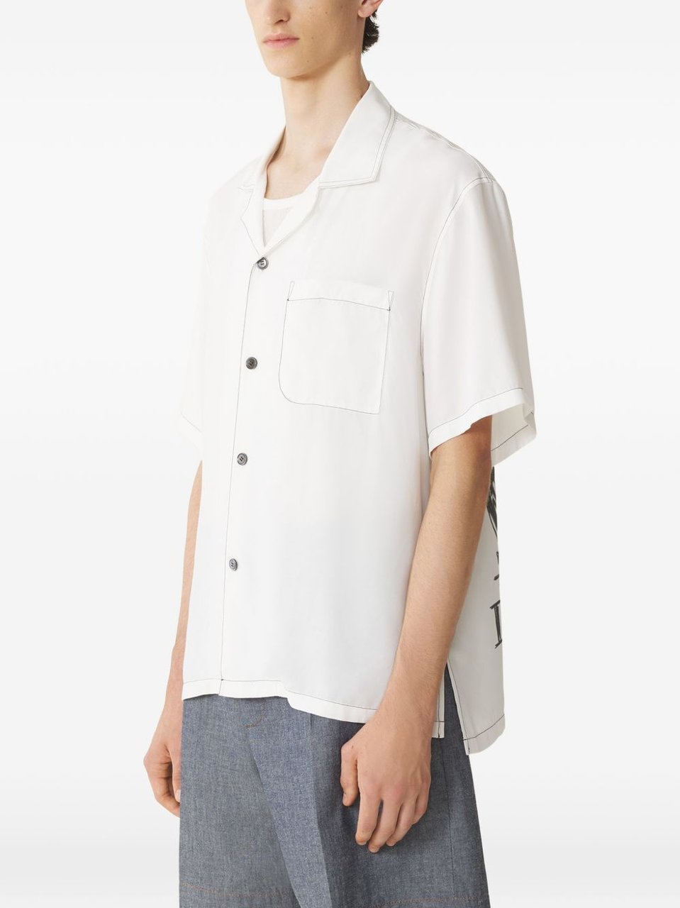 Lanvin White Rayon Rear Print Shirt Wit