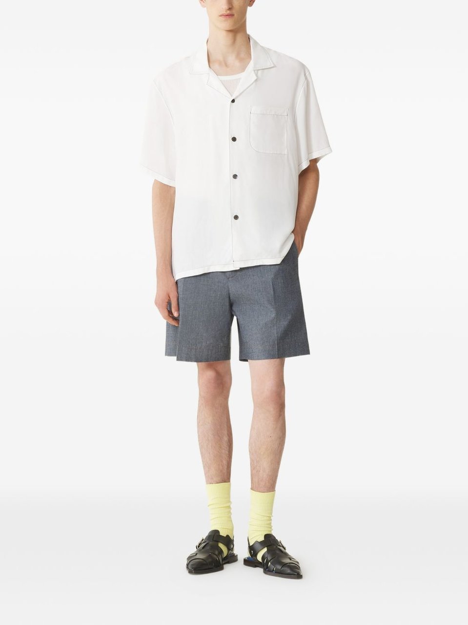 Lanvin White Rayon Rear Print Shirt Wit
