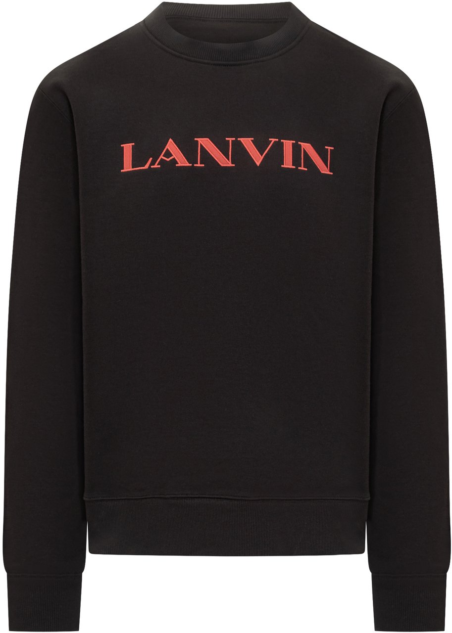 Lanvin Lanvin Felpa Nera con Logo Rosso Uomo Zwart