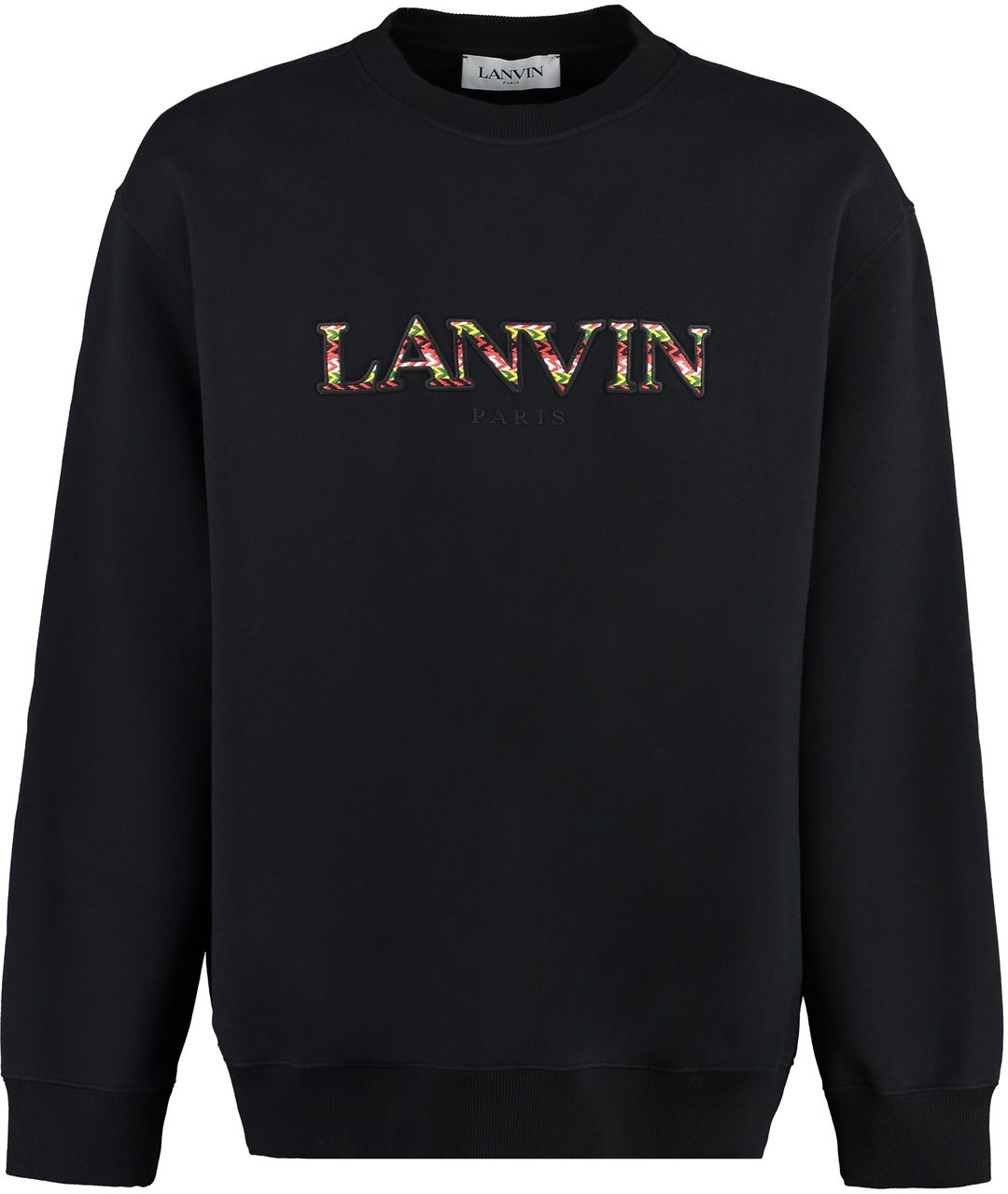 Lanvin Logo embroidered cotton sweatshirt Zwart
